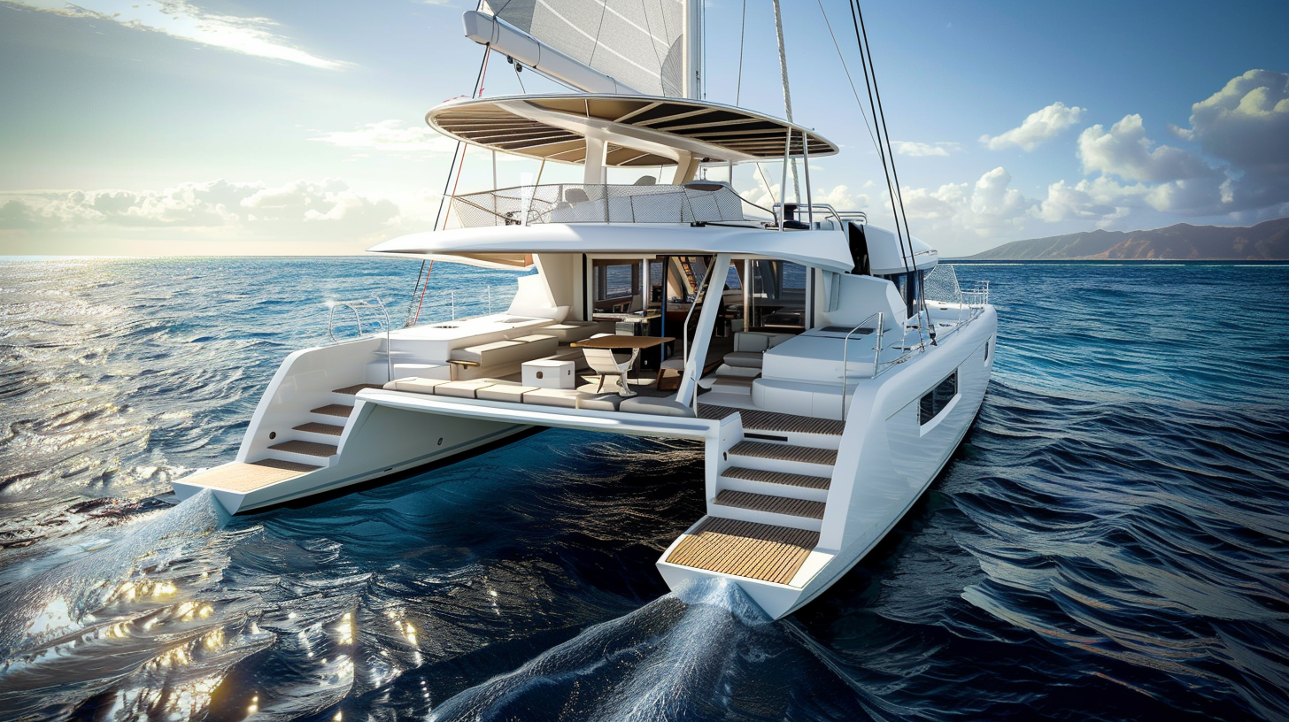 Contemporary Luxury Catamaran Yacht at Sea