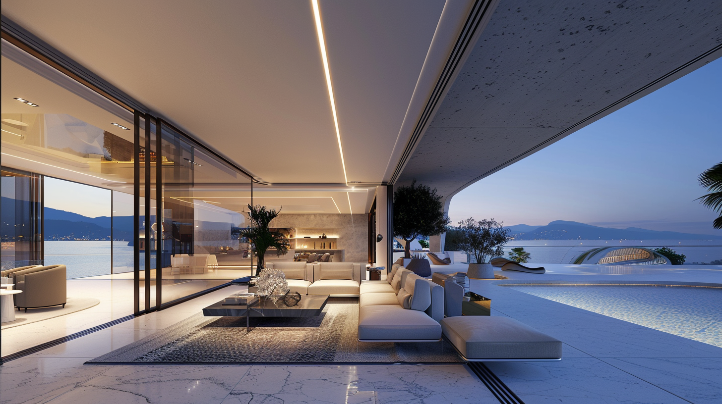 Future Calm Luxury Home Inside Outside Interior