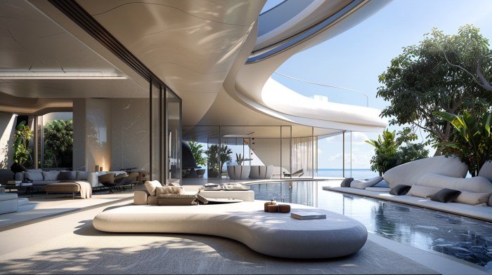 Future Calm Luxury Home Inside Outside Interior